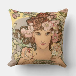 Die Rose durch Mucha Kissen