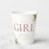 Die Rose Dusty Greenery Baby Dusche Pappbecher (Vorderseite)