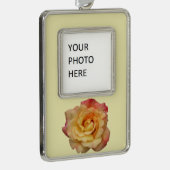 Die Rose ist schön rosa und gelb Rahmen-Ornament Silber (Rechts)