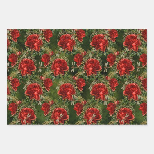 Die Rose- und Dragonfly-Serie (Design4) Geschenkpapier Set (Vorderseite 3)