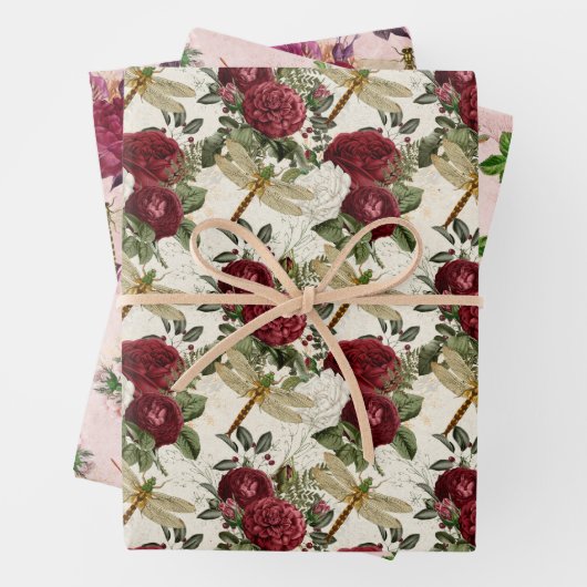 Die Rose- und Dragonfly-Serie Geschenkpapier Set (Beispiel)