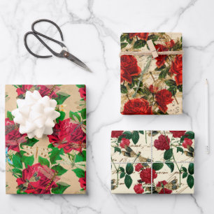 Die Rose- und Libellen-Serie (Design 6) Geschenkpapier Set