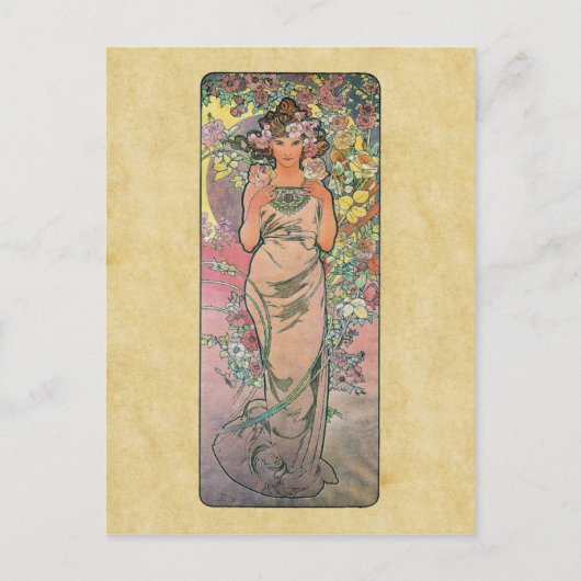 Die Rose von Alfons Mucha 1898 Postkarte (Vorderseite)
