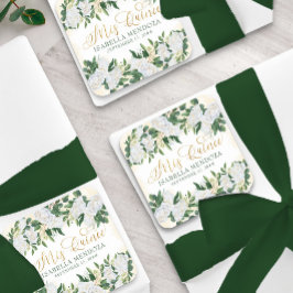 Die Rose von Green und Gold White Peony Mis Quince Quadratischer Aufkleber