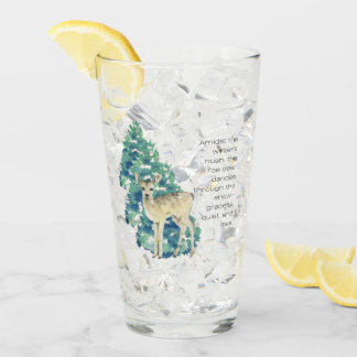 Die Rosenhirsche tanzt durch den Schnee Glas