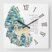 Die Rosenhirsche tanzt durch den Schnee Quadratische Wanduhr (Vorderseite)