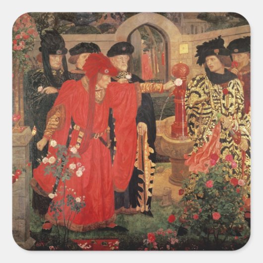 Die Rot-Weiß-Rose im Tempel wählen Quadratischer Aufkleber (Vorderseite)