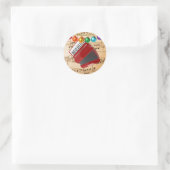 Die rote Akkordeon, das Weihnachtsdesign, Runder Aufkleber (Tasche)