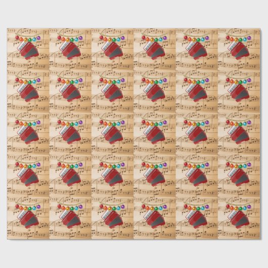 Die rote Akkordeon, Weihnachtsdesign, Geschenkpapier (Flach)