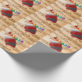 Die rote Akkordeon, Weihnachtsdesign, Geschenkpapier (Ecke)