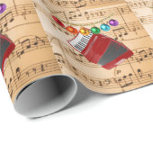 Die rote Akkordeon, Weihnachtsdesign, Geschenkpapier (Rolleneckpunkt)