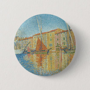Die rote Boje von Paul Signac, Vintage Pointillism Button