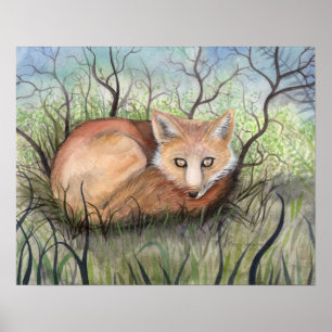 Die rote Fox-Print Poster