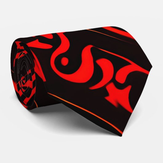 Die rote, glatte, glatte Ecke Geometrie Muster Krawatte (Gerollt)
