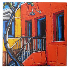 Die "rote Harmonie, Tucson-Barrio" Fliese