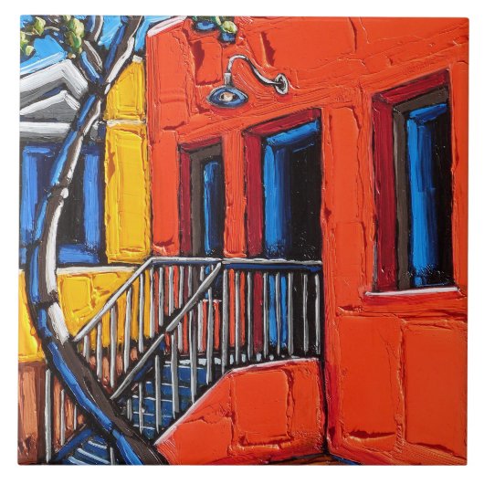 Die "rote Harmonie, Tucson-Barrio" Fliese (Vorderseite)