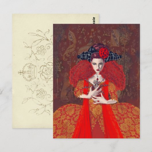 Die rote Königin. Postkarte (Vorne/Hinten)