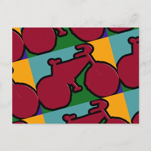 die rote Pop Fahrrad-Silhouette Postkarte (Vorderseite)