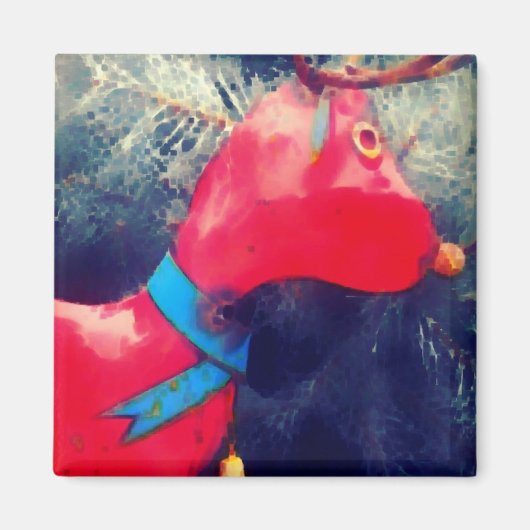 Die rote Rentiermaschine Magnet (Vorne)