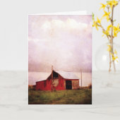 Die rote Scheune bei Sonnenuntergang, Geburtstag Karte (Gelbe Blume)