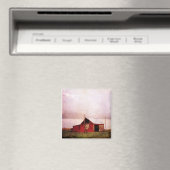 Die rote Scheune bei Sonnenuntergang Magnet (In Situ (Geschirrspüler))
