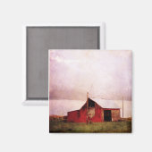 Die rote Scheune bei Sonnenuntergang Magnet (Vorderseite/Rückseite)