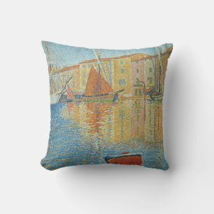 Die Rote Tonnenboje von Paul Signac, Vintage-Point Kissen