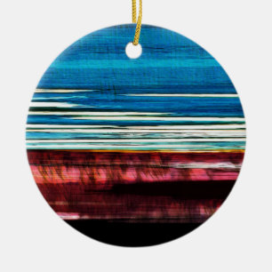 Die rote und blaue Glitch 3 - Abstrakte Kunst Keramik Ornament