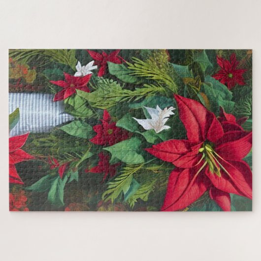 Die Roten Amaryllis und die Poinsettia Bouquet Puzzle (Horizontal)