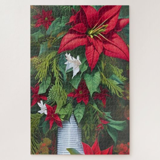 Die Roten Amaryllis und die Poinsettia Bouquet Puzzle (Vertikal)