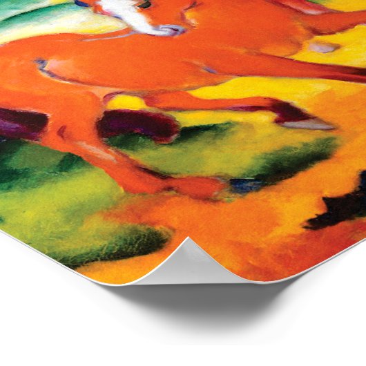 Die Roten Pferde von Franz Marc Poster (Ecke)