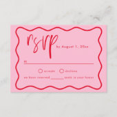Die RSVP-Karte ist in rosa und roten Rahmen angeor Begleitkarte (Vorderseite)