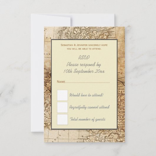 Die RSVP-Karten für Reisende RSVP Karte (Rückseite)