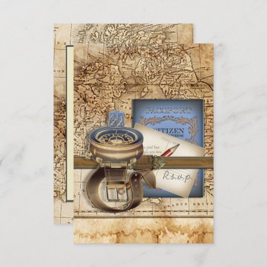 Die RSVP-Karten für Reisende RSVP Karte (Vorne/Hinten)