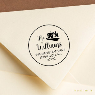 Die Rücksendeadresse des neuen Hauses Gummistempel