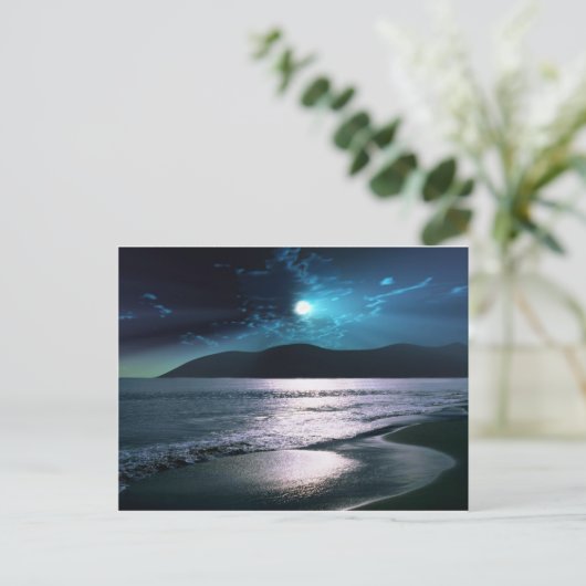 Die Ruhe am Strand Moonrise Postkarte (Stehend Vorderseite)