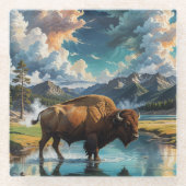 Die Ruhe im Wilden - Buffalo Glasuntersetzer (Vorderseite)