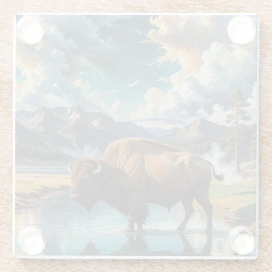 Die Ruhe im Wilden - Buffalo Glasuntersetzer (Rückseite)