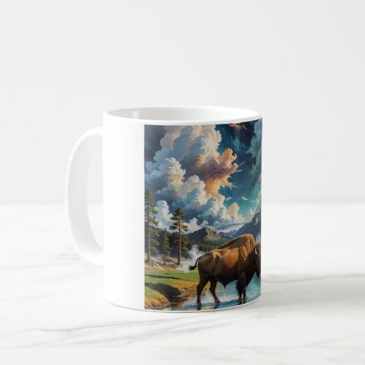 Die Ruhe im Wilden - Buffalo Kaffeetasse (Vorderseite Links)