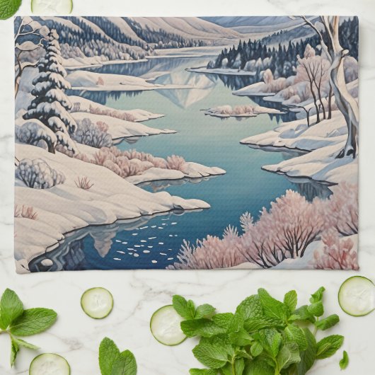 Die Ruhe im Winter Geschirrtuch (Gefaltet)