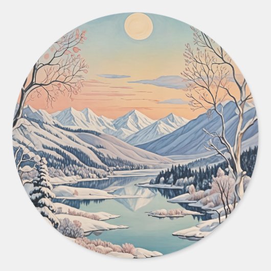 Die Ruhe im Winter Runder Aufkleber (Vorderseite)