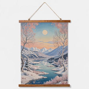 Die Ruhe im Winter Wandteppich Mit Holzrahmen