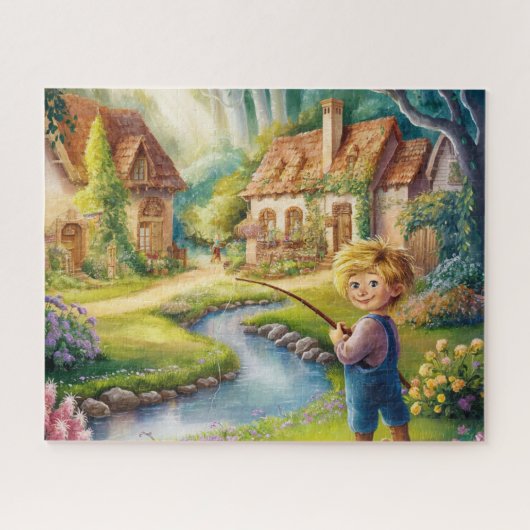 Die Ruhe in der Malerei des Dorfes Puzzle (Horizontal)