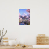 Die Ruhe in Rosa, der Fluss Cherry Blossom Poster (Küche)