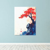 Die Ruhe in Rot: Bonsai auf der Klippe Leinwanddruck (Insitu (Holzboden))