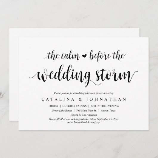 Die Ruhe vor dem Hochzeitssturm, Party Einladung (Vorne/Hinten)