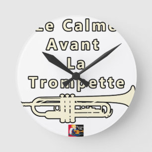 Die Ruhe vor der Trompete - Wortspiele Runde Wanduhr