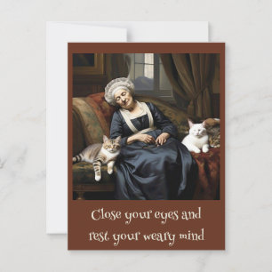 " DIE RUHELAGE DER KATZENLADY " POSTKARTE