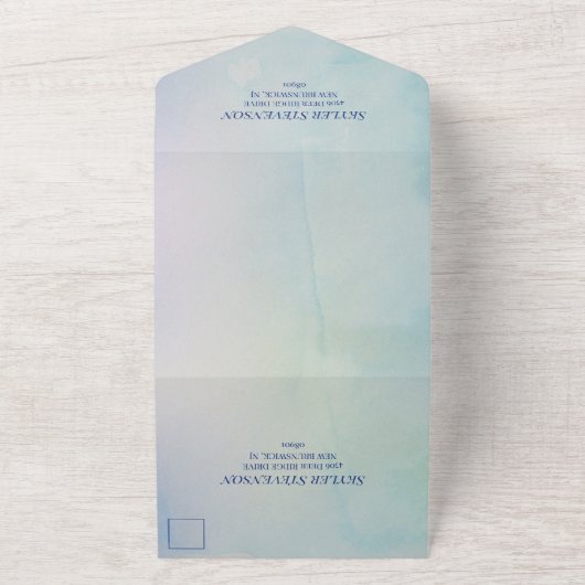 Die ruhige Insel Berge Landschaft Hochzeit All In One Einladung (Außenbereich)