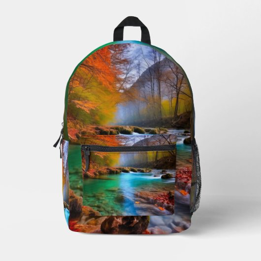Die ruhige Landschaft der Herbstflüsse Bedruckter Rucksack (Vorderseite)